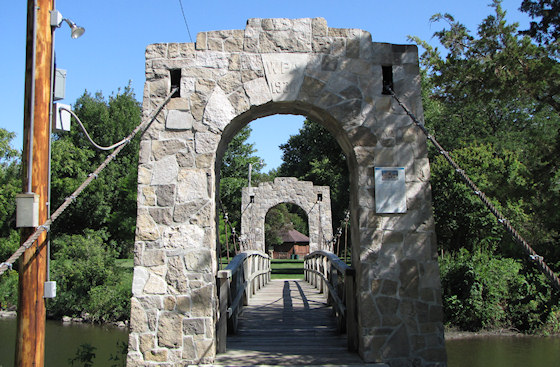 Swinging Bridge and Carousel (Story City, Iowa)